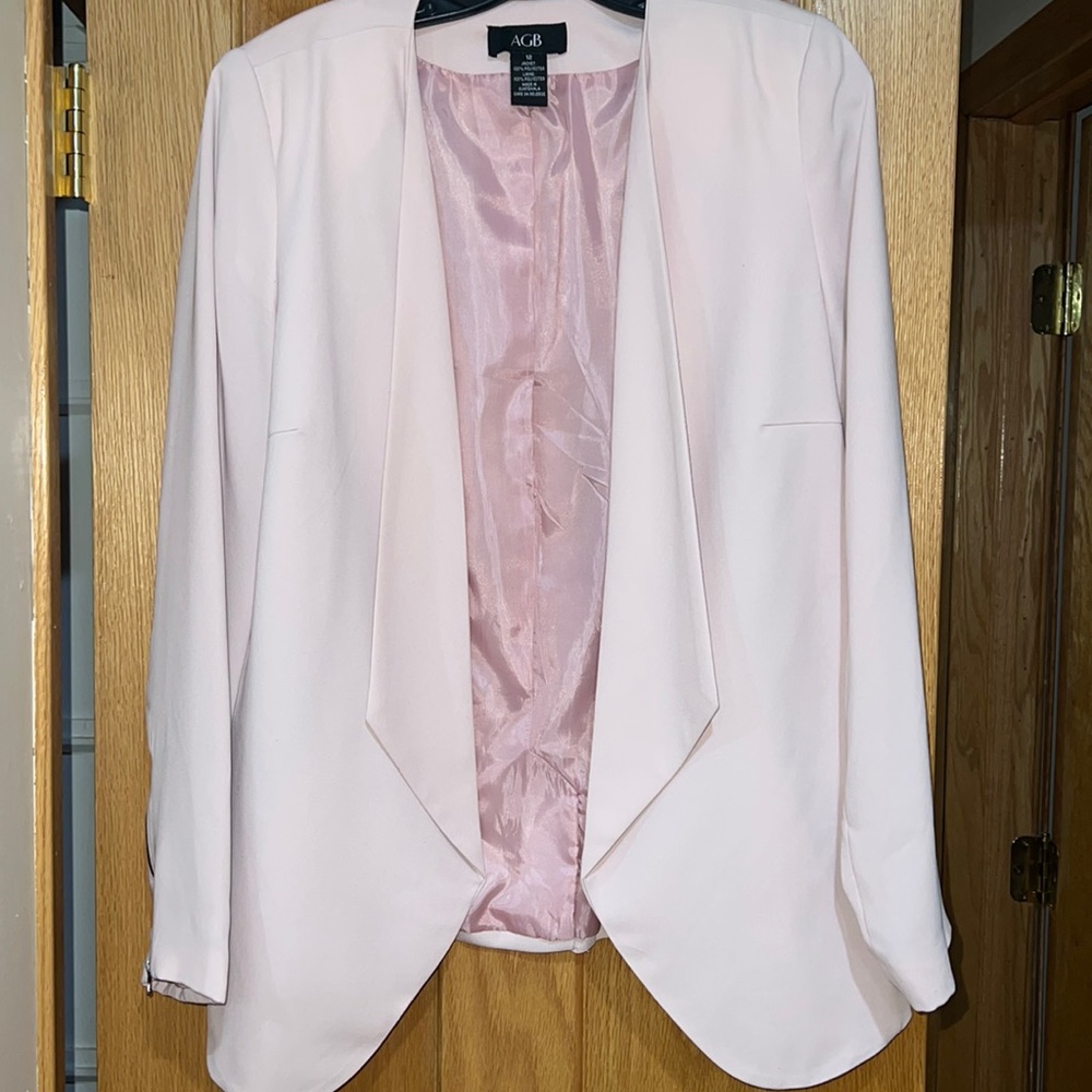 Dusty pink open front blazer